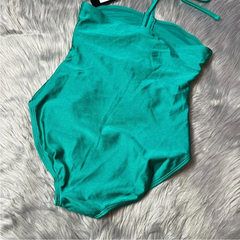 Art Class Target Girls Green One Piece Cut Out Halter Swimsuit XL 14
